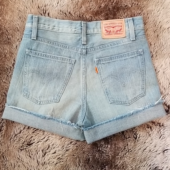 Levi's High Rise Denim Distressed Shorts - Picture 3 of 8